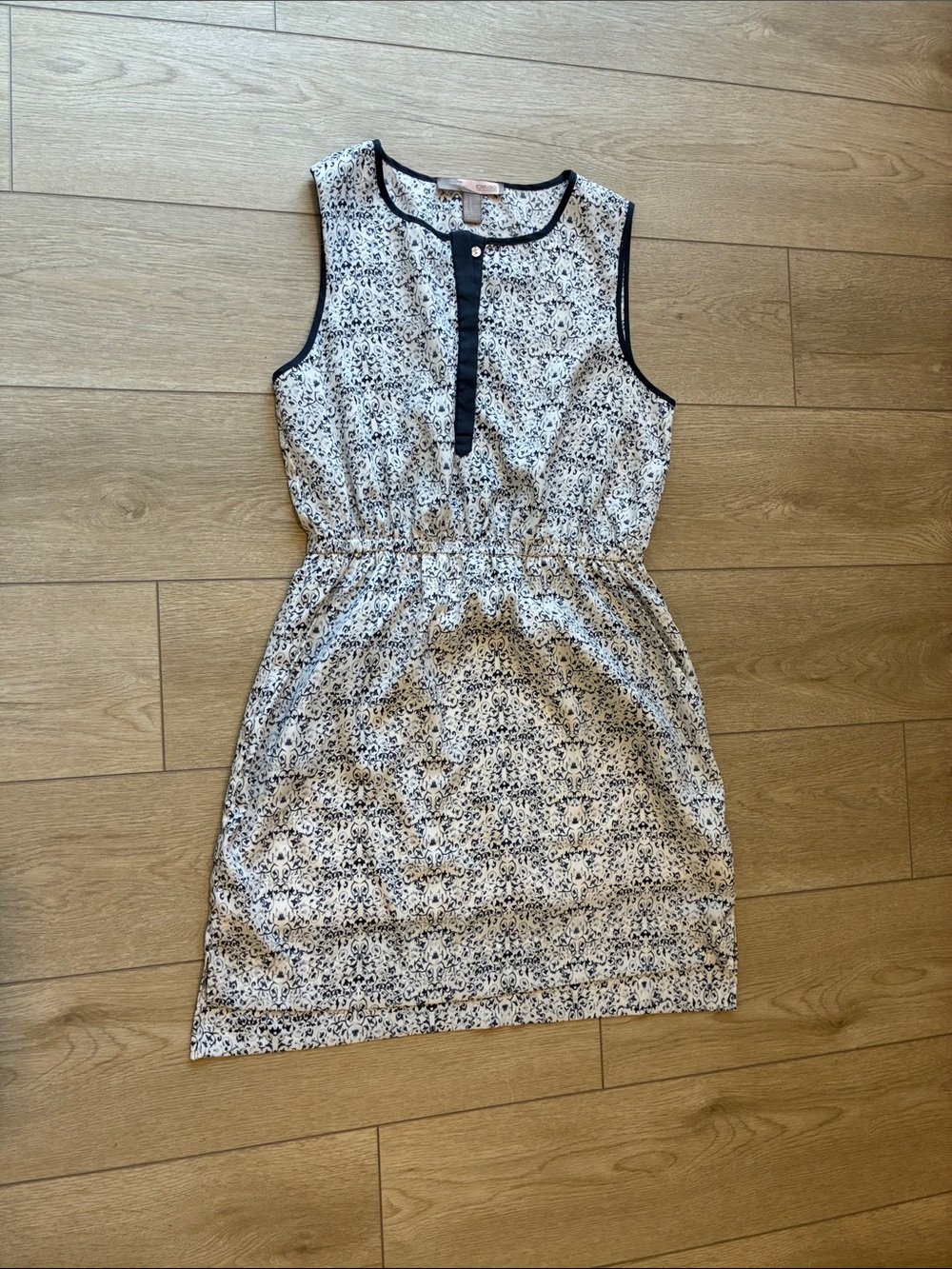 Forever 21 White Mini Dress with Navy Blue Floral Print
